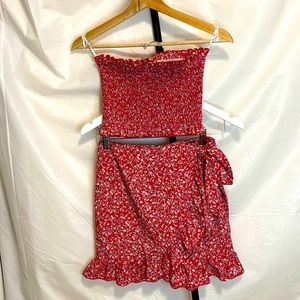 Red Floral Two Piece Set